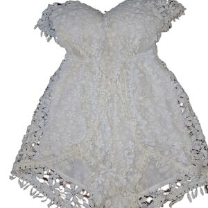 Bride White Lace Strapless Romper